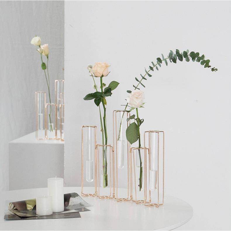 金属花架试管透明玻璃花瓶简约现代创意家居花艺水培插花装饰品,淘宝优惠券,粉丝福利购,淘宝优惠卷
