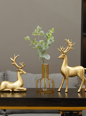 高档轻奢酒柜装饰品摆件小麋鹿客厅桌面玄关家居创意电视柜办公室