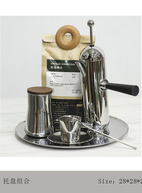 样板间厨房柜咖啡主题饰品组合售楼处水吧台咖啡壶装饰软装摆件