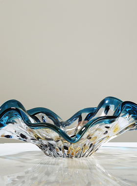 现代轻奢琉璃果盘水果盘茶几装饰糖干果盘果O盘客厅餐桌样板间摆