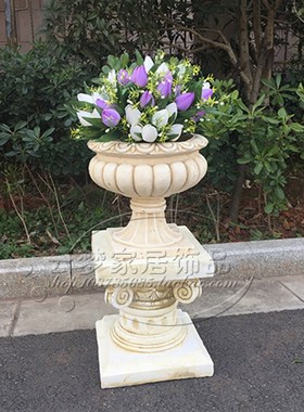 家居门厅落地欧式仿复古花盆罗马柱花架雕像R底座住所户外摆件