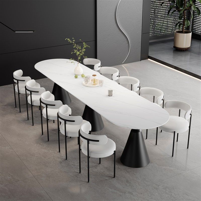 轻奢岩板会议长桌工作台6-10人大型餐桌商务会客接待洽谈桌椅组合,淘宝优惠券,粉丝福利购,淘宝优惠卷