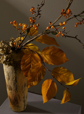 形上粗陶陶瓷花瓶灼色高圆罐客厅桌面纯手工艺P术复古摆件朋友送