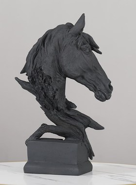 轻奢现代创意黑色马头摆件家居饰品电视柜玄关书房酒柜装饰品摆设