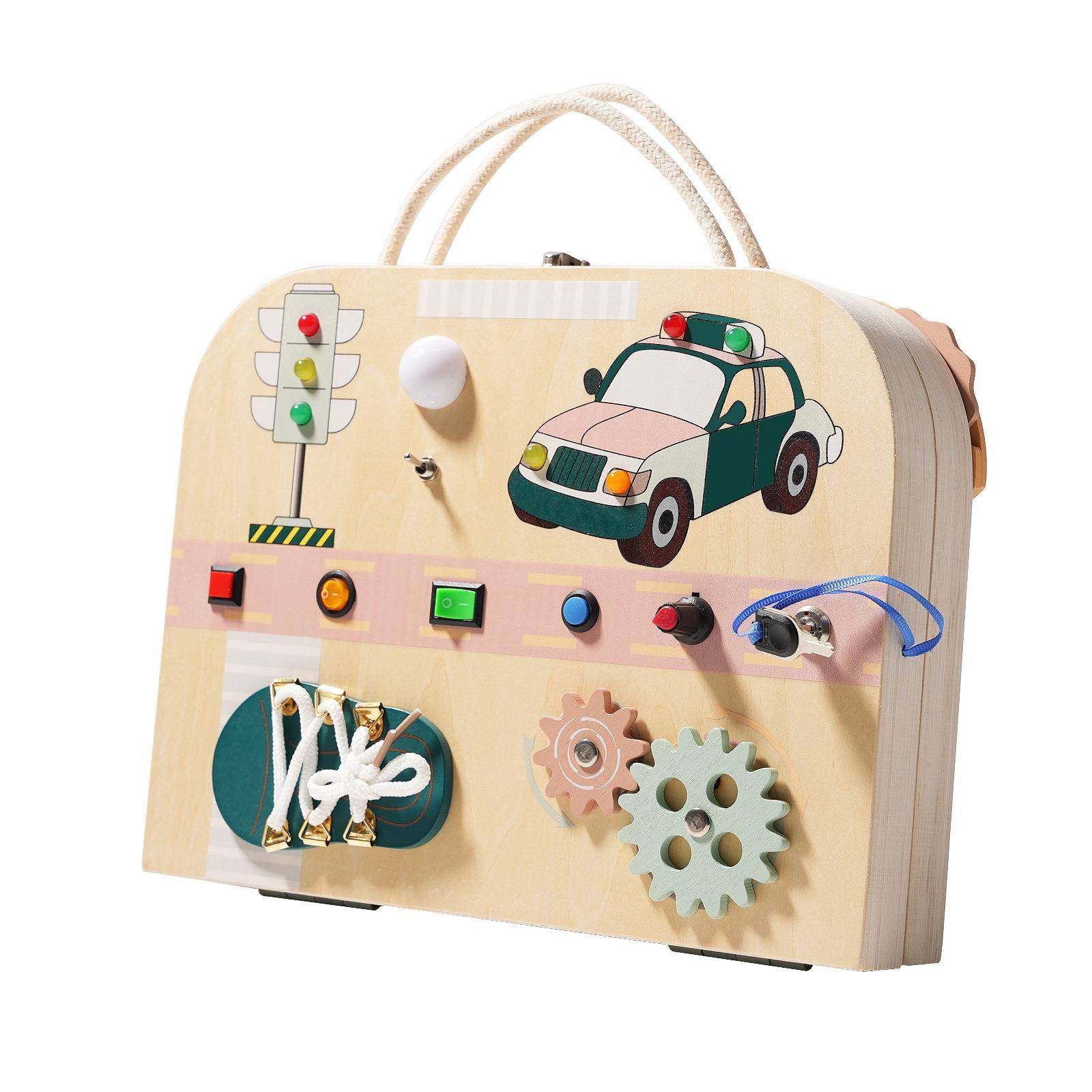 儿童木质宝宝手提早教益智科教电路板多功能忙碌箱学习板玩具,淘宝优惠券,粉丝福利购,淘宝优惠卷