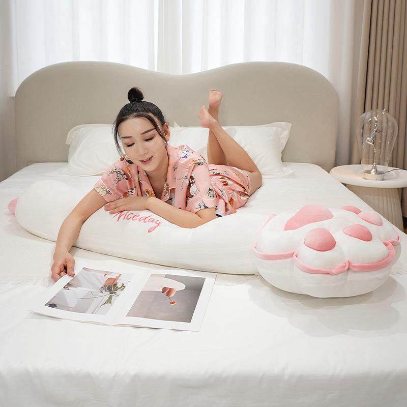 可爱猫爪长条抱枕床头靠背垫女生夹腿睡觉枕头懒人护颈靠枕,淘宝优惠券,粉丝福利购,淘宝优惠卷