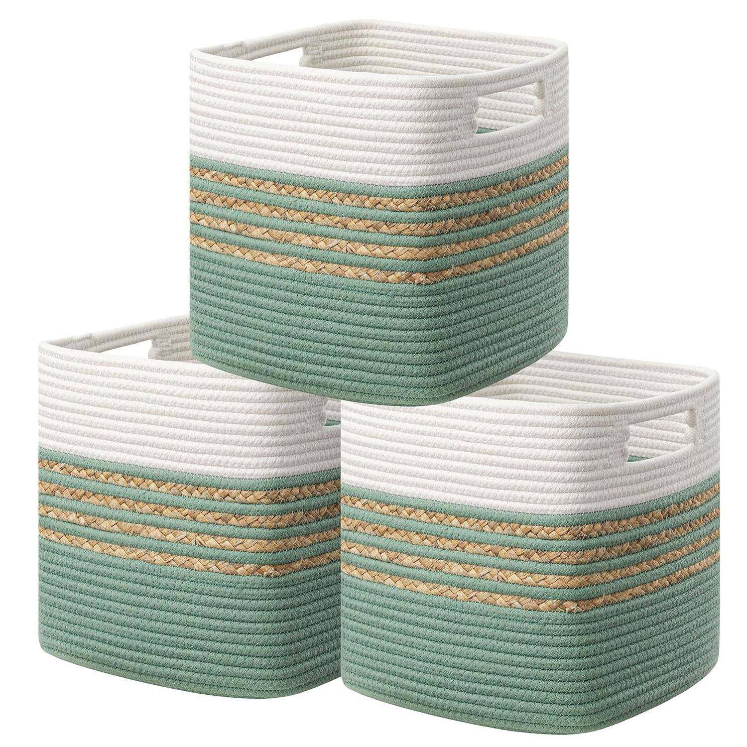 棉绳编织收纳筐桌面玩具杂物收纳篮衣柜陈列整理置物篮可折叠,淘宝优惠券,粉丝福利购,淘宝优惠卷