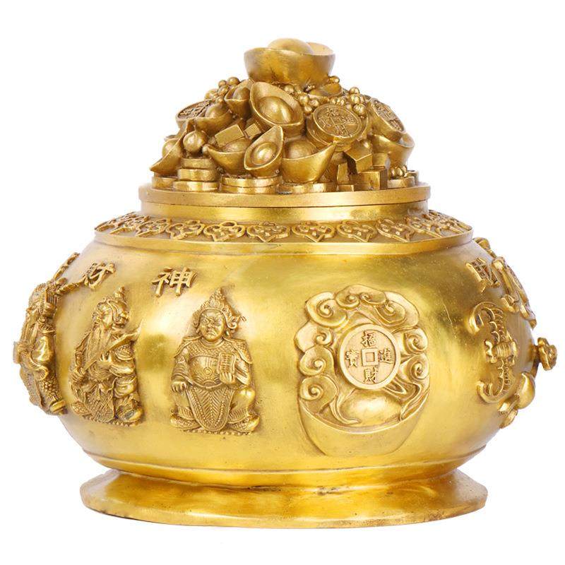 杨铜记铜器大小号聚宝盆摆件铜五路财神聚宝盆,淘宝优惠券,粉丝福利购,淘宝优惠卷