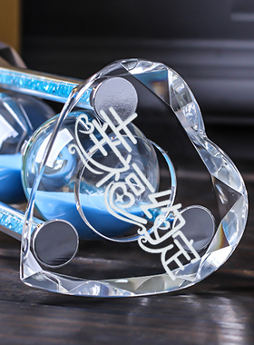 水晶沙漏计时器儿童15/30分钟时间轻奢创意摆件60流沙瓶半小时女