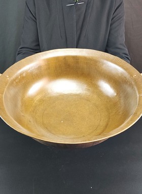 黄铜锅老式锅双耳锅火锅大号圆底锅E炒菜煲汤熬制阿胶匠心制作定