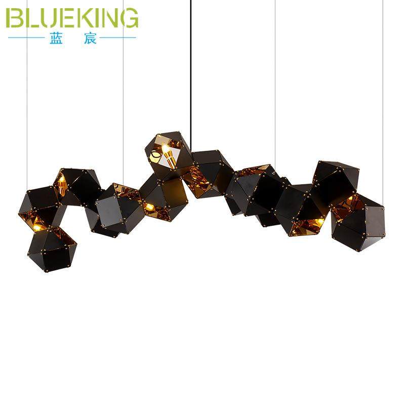 北欧后现代多面体镜面体玻璃吊灯客厅书房餐厅创意个性轻奢吊灯,淘宝优惠券,粉丝福利购,淘宝优惠卷