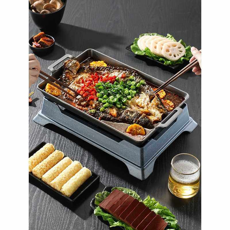 小份烤鱼盘商用干锅牛蛙专用锅家用单人铝合金无骨烤鱼炉纸包鱼锅,淘宝优惠券,粉丝福利购,淘宝优惠卷