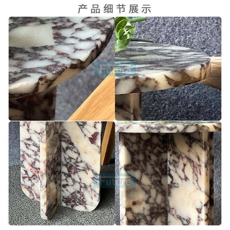 天然卡紫色大理石边几 简约撞色角桌茶花艺展示底座边柜圆咖啡桌,淘宝优惠券,粉丝福利购,淘宝优惠卷