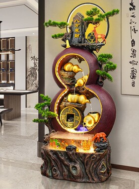 葫芦假山喷泉流水摆件客厅阳台玄关招财落地开业礼品办公室水景观