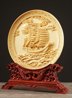 崖柏木雕刻一帆风顺摆件公司开业礼品办公桌面装饰家居摆设工艺品