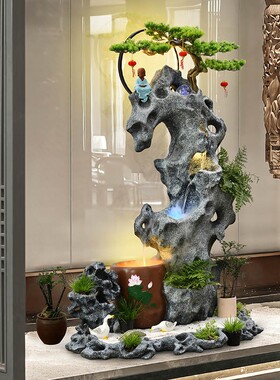 大型花园庭院装饰鱼池落地假山流水摆件喷泉公司阳台鱼缸瀑布造景