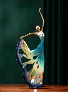 雀之舞者黄铜摆件工艺品现代中式创意家居客厅入户装饰品轻奢礼品