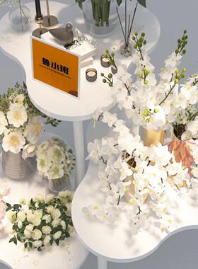 花店鲜花展示架烤漆展示台中岛流水台组合花架子网红花架氛围陈列