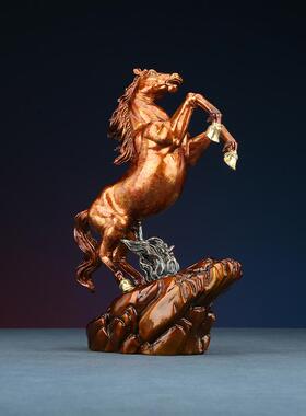 彩铜创意马摆件马到成功奋马扬蹄家居装饰品客厅办公室摆件