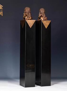 铜艺坊大宫门狮黄铜雕塑像办公室客厅瑞兽狮子黄铜工艺品铜器摆件