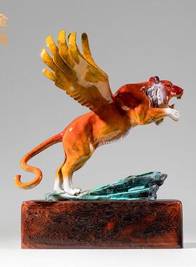 铜艺坊虎虎生威老虎彩铜摆件如虎添翼老虎家居客厅办公室铜工艺品