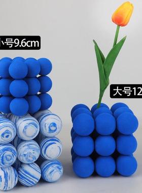 网红小红书海绵球Klein蓝色成品饰品风格客厅卧室插花艺术小饰品