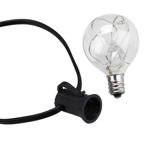 东莞G40铜线灯串25灯IP44欧规5LED室内外装饰串E12黑色双并线 - 图3