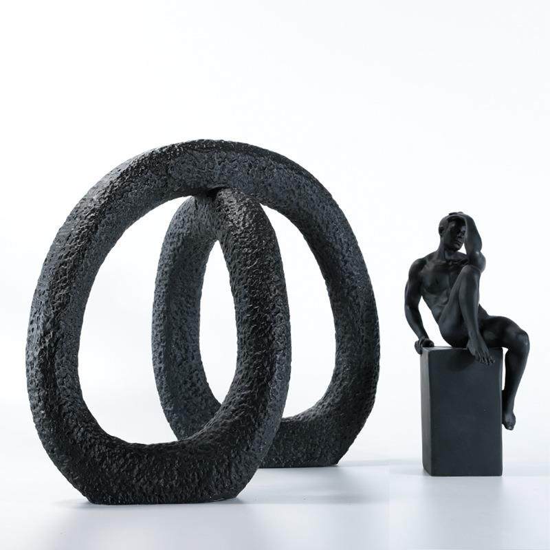 现代极简创意黑白色环形样板房间售楼处大堂抽象展厅软装饰品摆件,淘宝优惠券,粉丝福利购,淘宝优惠卷