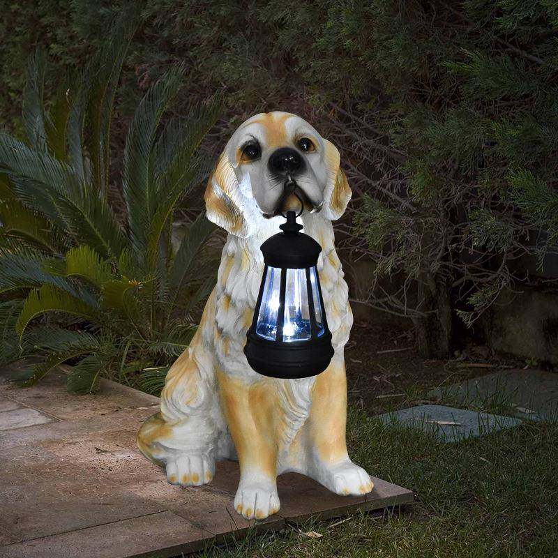 庭院装饰户外花园园艺摆件户外太阳能灯仿真动物小狗树脂摆件,淘宝优惠券,粉丝福利购,淘宝优惠卷