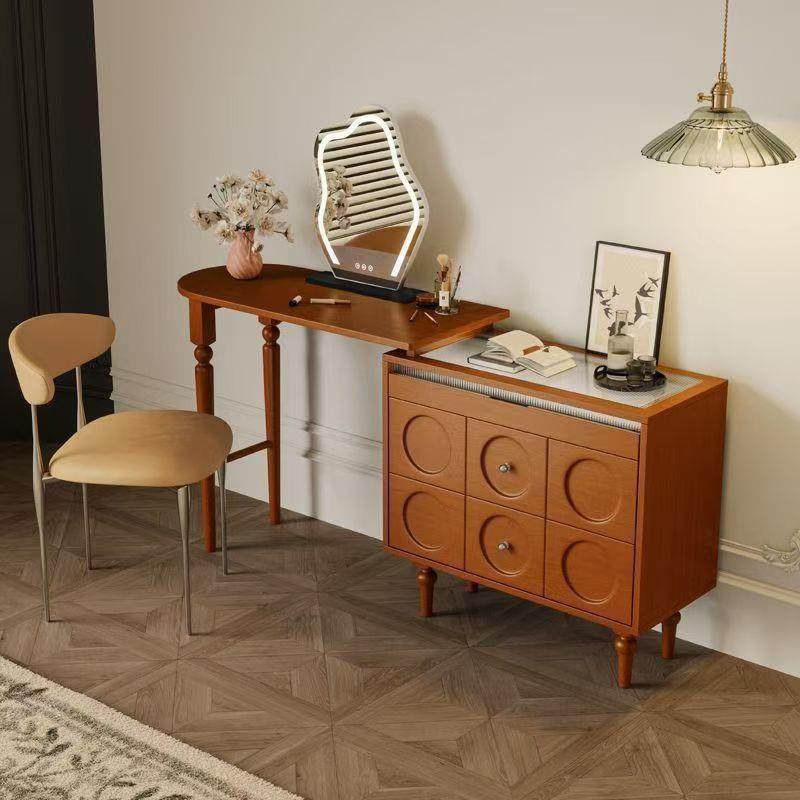 木作家法式复古实木梳妆台斗柜一体卧室高端黄杨木伸缩转角化妆桌,淘宝优惠券,粉丝福利购,淘宝优惠卷