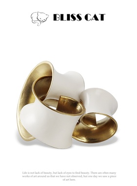 现代轻奢金色陶瓷抽象雕塑摆件售楼处酒店玄关桌面软装艺术装饰品