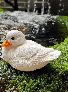 花园户外假山盆栽微景观戏水鸭盆子景动尔摆件科物鸭水缸搭配造景