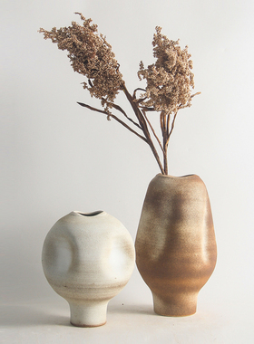 现代简约复古色异形陶瓷插花器摆件民宿样板房酒店售楼处花瓶装饰