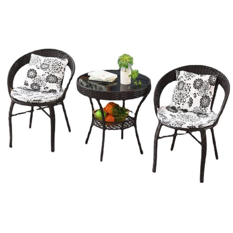 茶几客厅阳台小桌椅家用藤椅桌子休闲玻璃圆形椅子茶台编织茶桌,淘宝优惠券,粉丝福利购,淘宝优惠卷