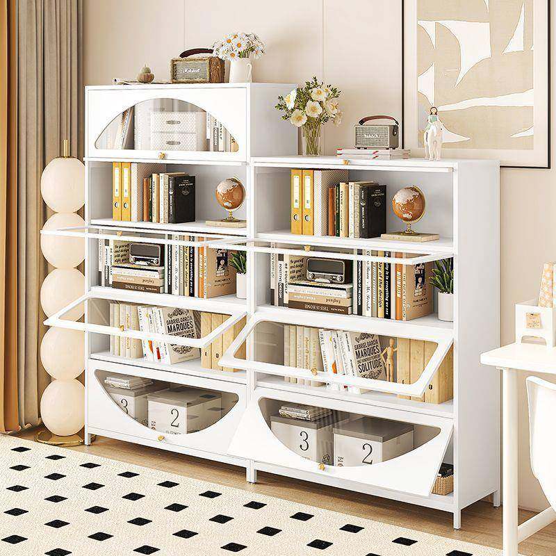 玻璃门钢制防尘斗柜储物柜奶油风落地多层书柜家用儿童书房收纳柜,淘宝优惠券,粉丝福利购,淘宝优惠卷