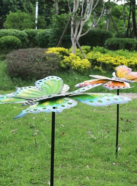 户外园林仿真动物墙壁装饰摆件庭院铁艺蝴L蝶插件花园景观雕塑小