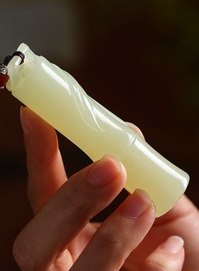 节节高升竹节天然玉石手把件随身文玩创意桌面摆件男女把玩件礼品