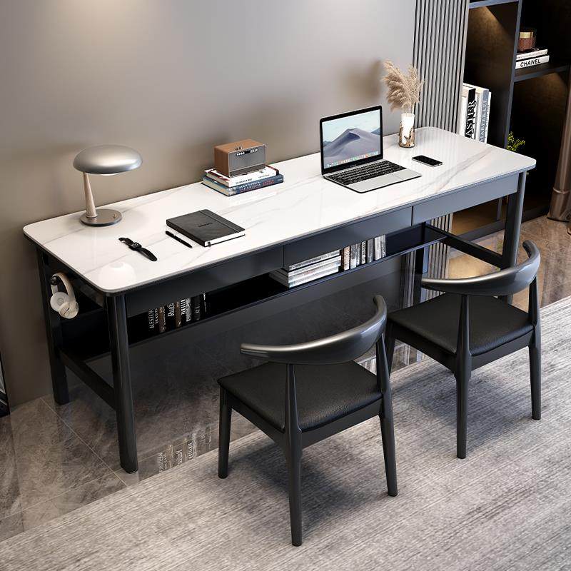 岩板书桌双人长条桌简约家用电脑桌卧室学生学习写字桌靠窗办公桌,淘宝优惠券,粉丝福利购,淘宝优惠卷