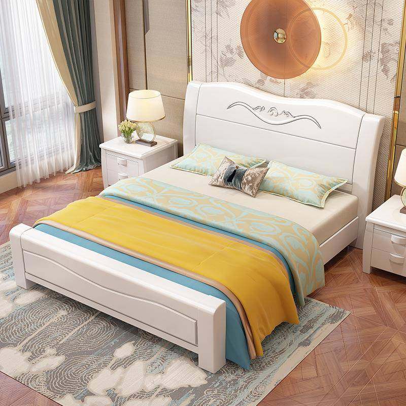 新中式实木床1.8米双人主卧婚床1.5m单人床经济型气压高箱储,淘宝优惠券,粉丝福利购,淘宝优惠卷