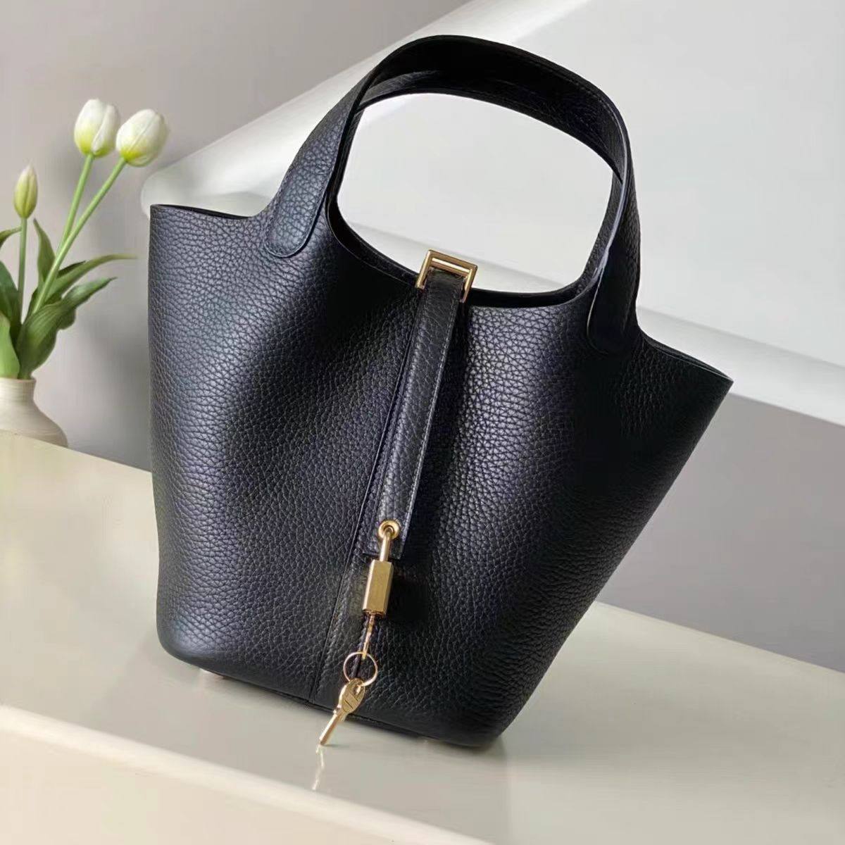 H家手缝蜡线菜篮子女包原厂TC牛皮Picotin18CM水桶包真皮手提包,淘宝优惠券,粉丝福利购,淘宝优惠卷