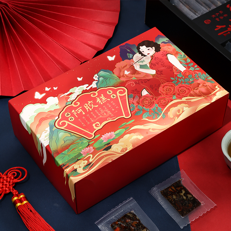 阿胶糕包装盒礼品盒500g高档手工D礼品包装盒一斤装阿胶糕包装礼 - 图1