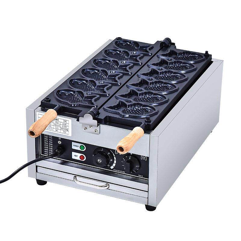 Factory direct sales six fish pancake machine carved fish grilled waffle machine electric heating six fish carved fish gas stall fish