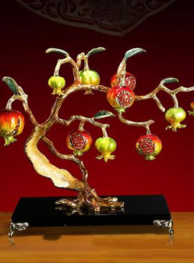 新中式珐琅彩石榴摆件客厅电视柜多籽多福装饰品新居乔迁新年礼品