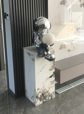 大理石花架摆台客厅n摆件玄关地台电视柜旁落地柱子石墩底座雕塑