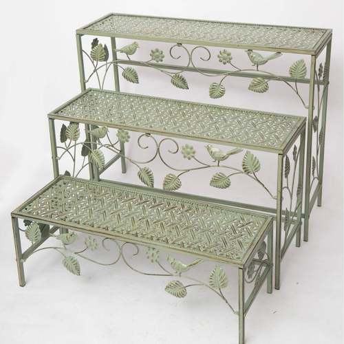 美式复古铁艺小鸟多层花架户外花园阳台庭院三层花盆架盆栽置物架 - 图3