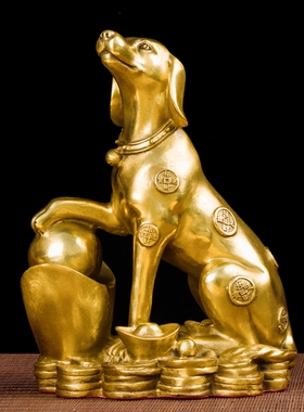 铜狗摆件 金钱狗生肖招财狗补西北缺角装饰品 招财守家防小三饰品