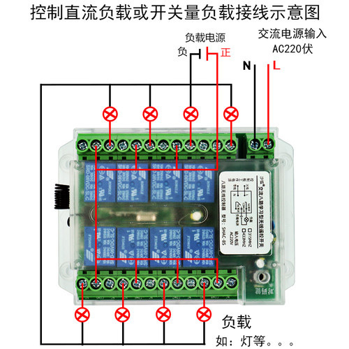 220V八路无线遥控开关 多功能8路接收控制器八键大功率摇控发射器 - 图2