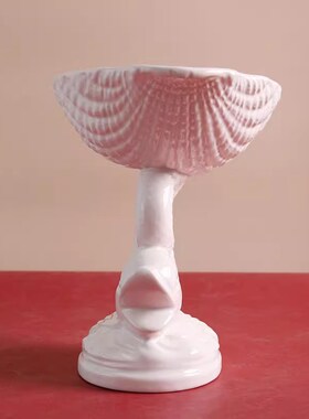 出口欧洲白色陶瓷浮雕立体鲤鱼跳龙门L创意果盘/高脚托盘摆件