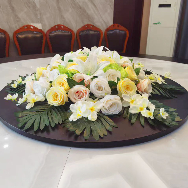 餐桌花摆花清新大圆桌中间假花酒店转盘摆件包厢仿真花台花装饰花,淘宝优惠券,粉丝福利购,淘宝优惠卷