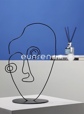 现代极简抽象铁艺线条人网艺术摆件物红民宿家居面桌高级感装饰品